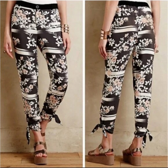 elevenses Pants - Elevenses Anthropologie Women's Wildflower Joggers in Black Size M Elastic Waist